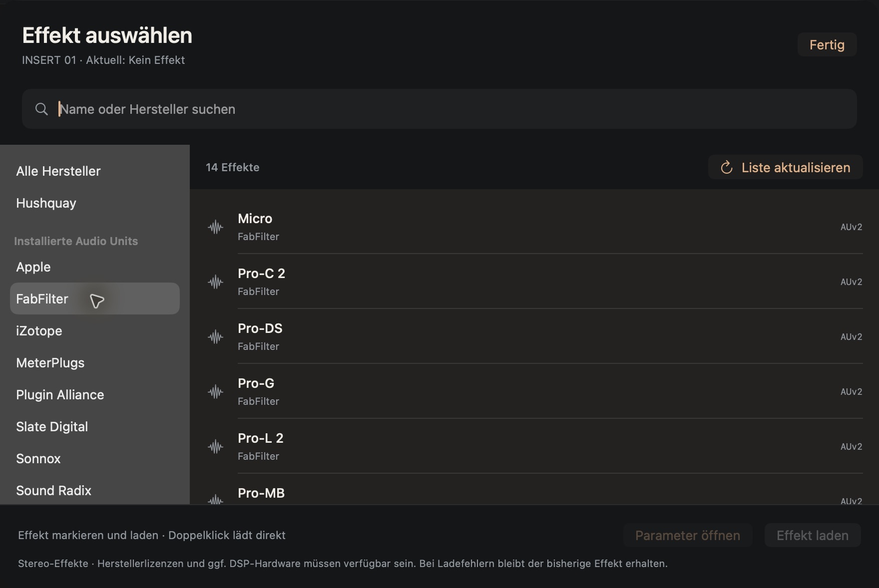 Find Audio Units precisely