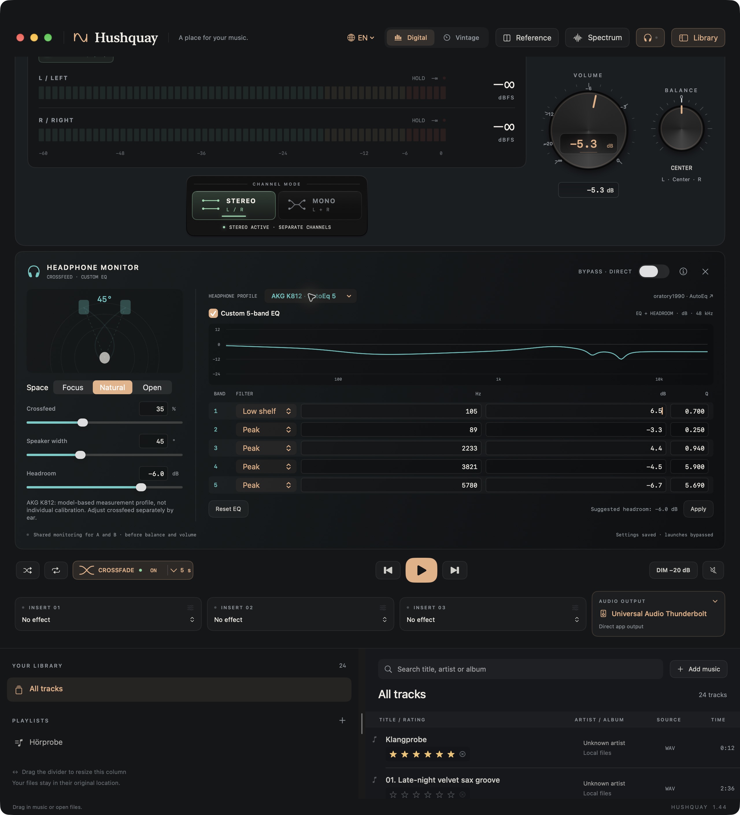 Headphone monitoring with the AKG K812