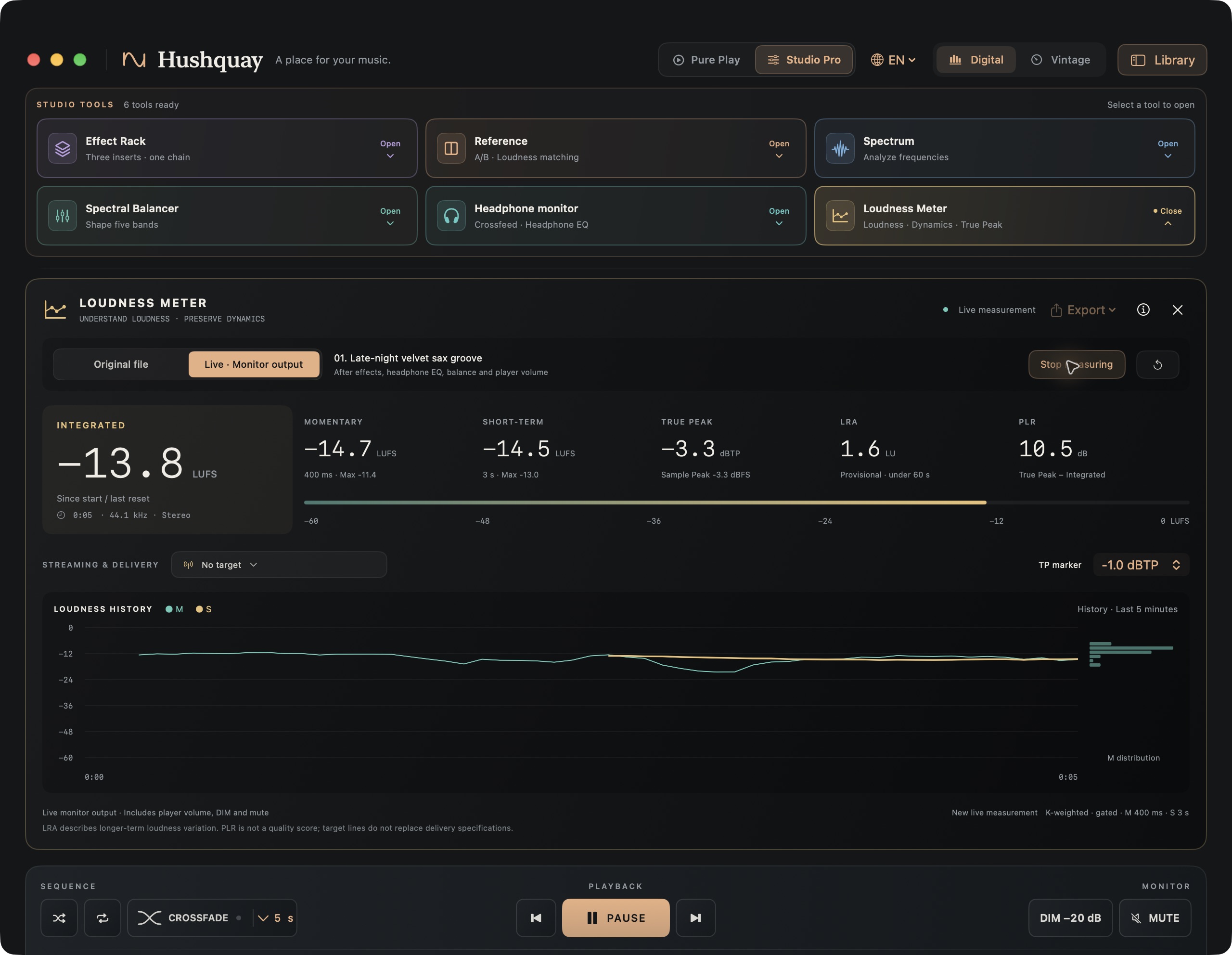 Live. What reaches your monitor output.